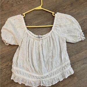 American Eagle Outfitters Cream Eyelet Blouse